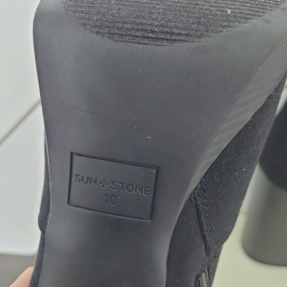 NWT Sun Stone Patriceef Womens Black Faux Suede High Heel Ankle Boots Size 10M - Picture 7 of 9